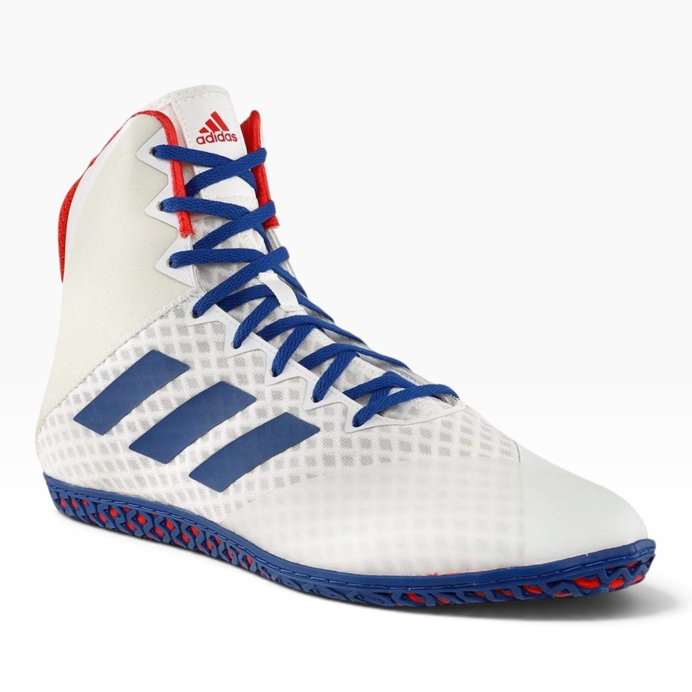 Adidas BC0533 Mat Wizard 4 Mens Size 11 Wrestling Shoes High Top White/Blue